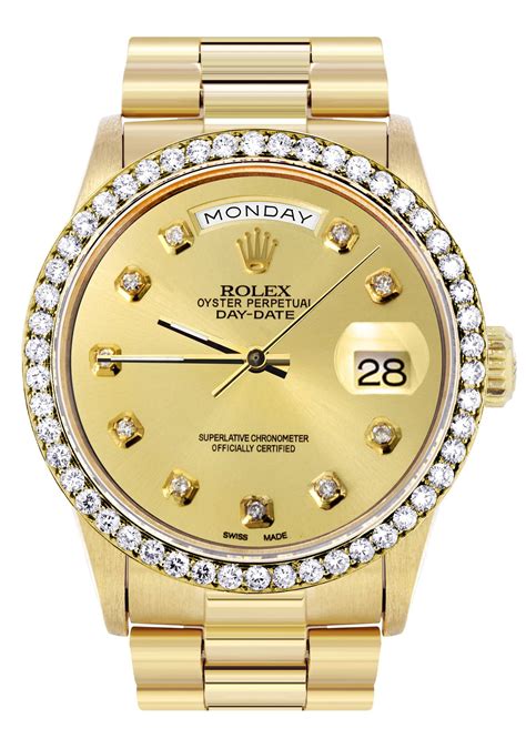 rolex day date yellow gold with diamonds|rolex day date watch price.